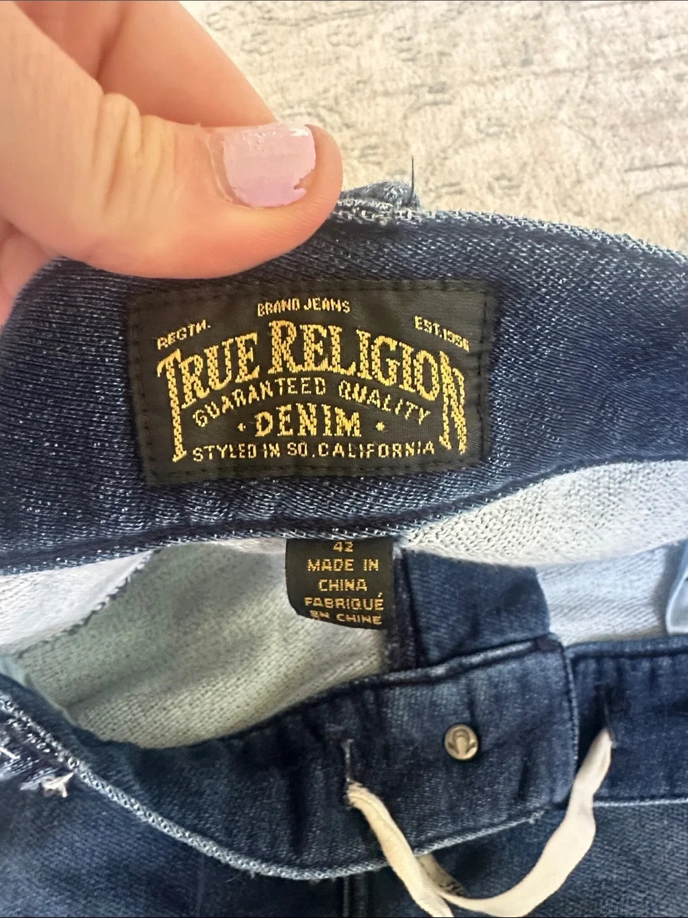 True Religion Men's Dark Blue Slim Denim Joggers Size 42
